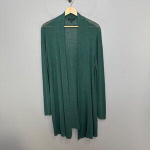 EILEEN FISHER linen blend long cardigan in teal size XL